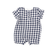 Load image into Gallery viewer, Navy Gingham Henley Shortall
