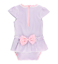 Load image into Gallery viewer, Lilac Seersucker Peplum Swimsuit