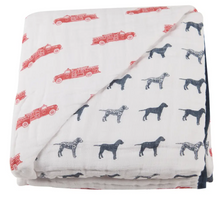 Load image into Gallery viewer, Firetruck & Dalmatian Muslin Blanket