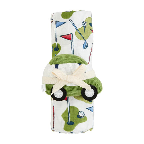 Golf Swaddle + Rattle Set