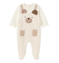 Load image into Gallery viewer, Fuzzy Teddy Overall Footie