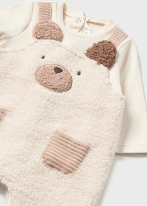 Fuzzy Teddy Overall Footie