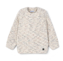 Load image into Gallery viewer, Spring Lake Kids Mayoral cream speckled long-sleeve sweater with a round neckline and melange knit texture.