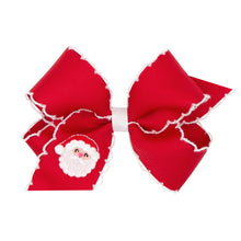 Load image into Gallery viewer, Santa Embroidered Bow