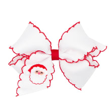 Load image into Gallery viewer, Santa Embroidered Bow