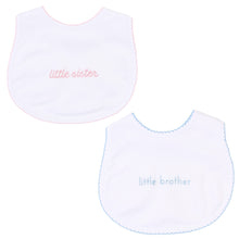 Load image into Gallery viewer, Little Sister &amp; Little Brother Embroidered Bib