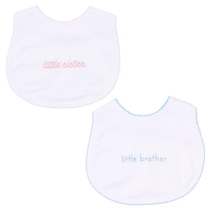 Little Sister & Little Brother Embroidered Bib