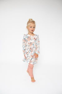 Painted Floral Ruffle Tiered Dress / Legging