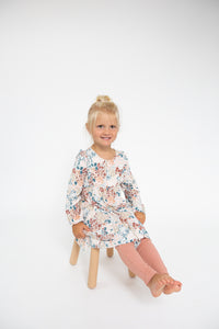 Painted Floral Ruffle Tiered Dress / Legging