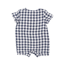 Load image into Gallery viewer, Navy Gingham Henley Shortall
