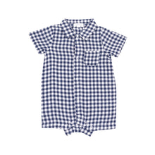 Load image into Gallery viewer, Navy Gingham Shortie Romper