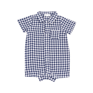 Navy Gingham Shortie Romper