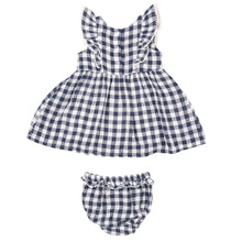 Load image into Gallery viewer, Navy Gingham Dress Set