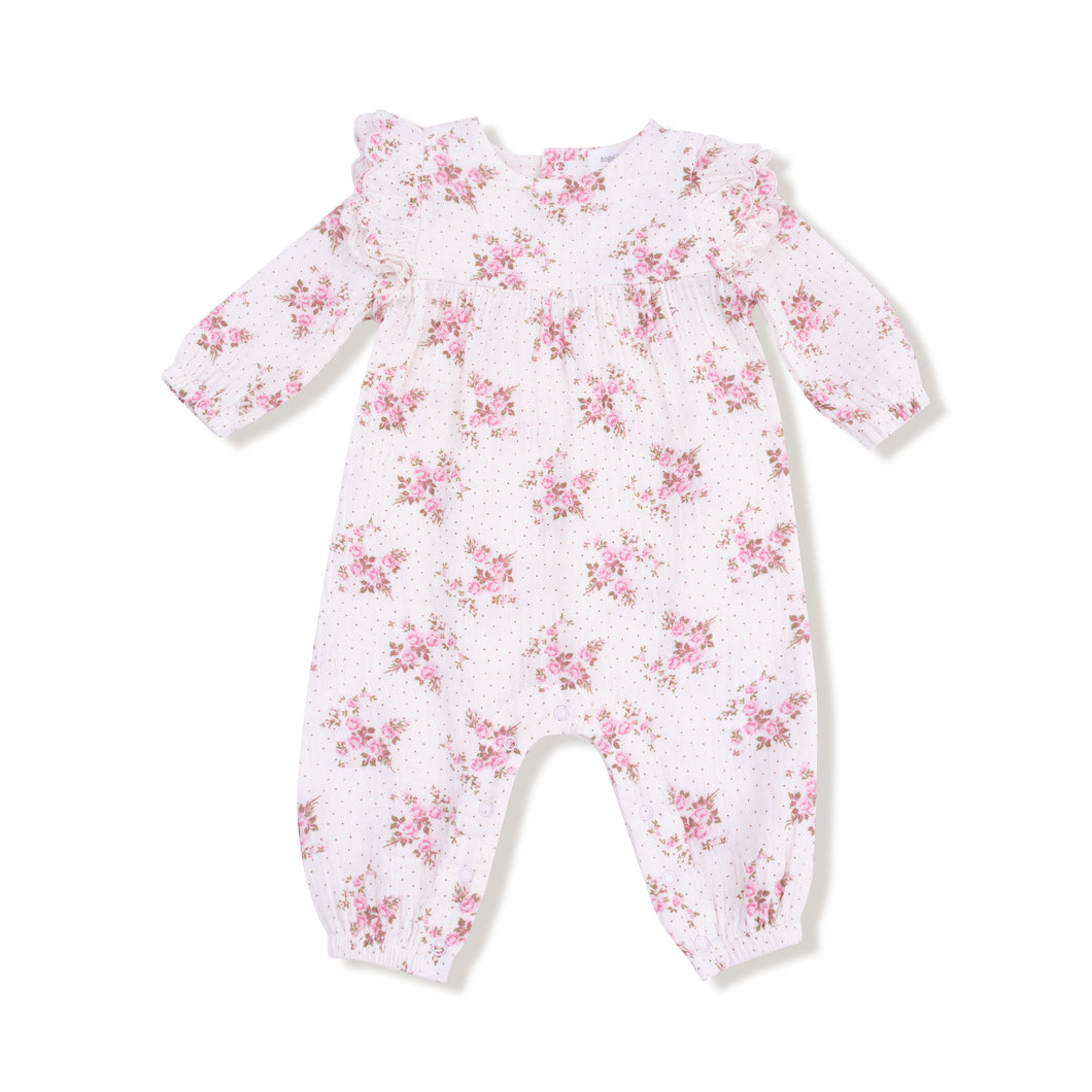 Belle Rosette Dot Ruffle Romper