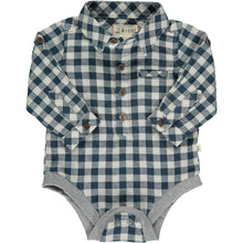 Load image into Gallery viewer, Navy Check Onesie Shirt
