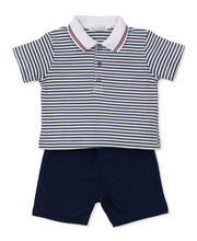 Load image into Gallery viewer, Navy Stripe Short Set