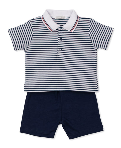 Navy Stripe Short Set