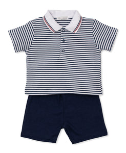 Navy Stripe Short Set
