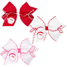 Load image into Gallery viewer, Santa Embroidered Bow