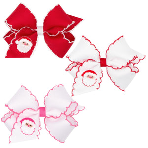 Santa Embroidered Bow