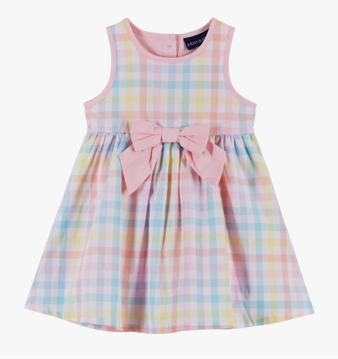 blue and pink plaid dress Lt. Blue/Pink Plaid Smocked 3/4 Slv Dress main image 1