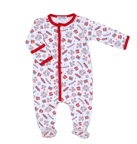 Red White & Blue Printed Footie