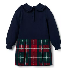 Load image into Gallery viewer, Navy Plaid Knit Dress