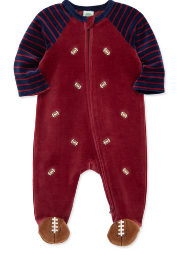 Football Zip Velour Footie