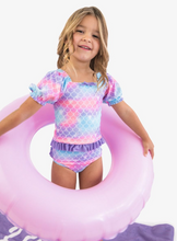 Load image into Gallery viewer, Shimmer Mermaid Tale Puff Sleeve Ruffle 2-Piece
