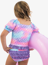Load image into Gallery viewer, Shimmer Mermaid Tale Puff Sleeve Ruffle 2-Piece