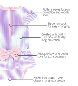 Lilac Seersucker Peplum Swimsuit