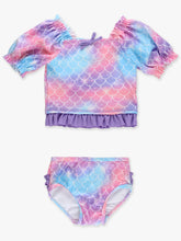 Load image into Gallery viewer, Shimmer Mermaid Tale Puff Sleeve Ruffle 2-Piece