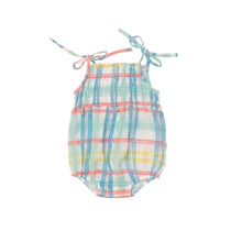 Load image into Gallery viewer, Beach Plaid Tie Strap Smocked Bubble