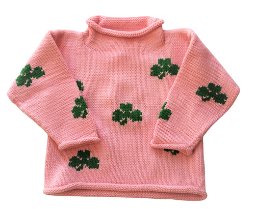Shamrock Sweater Bubblegum Pink with Multi-Shamrock