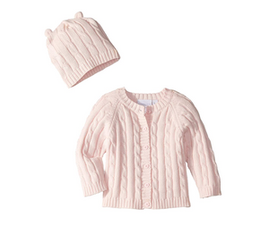 Cable Cardigan & Hat Pink