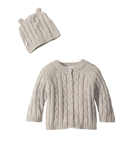 Cable Cardigan & Hat Grey