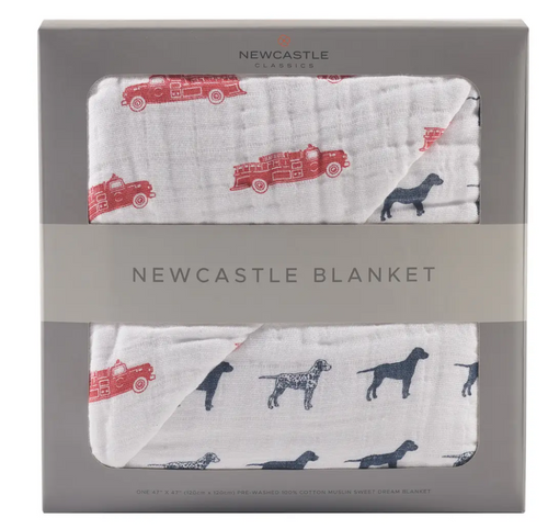 Firetruck & Dalmatian Muslin Blanket